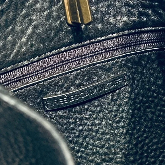 Rebecca Minkoff Black Pebbled Leather Darren Brass Studded Hobo - Picture 9 of 16